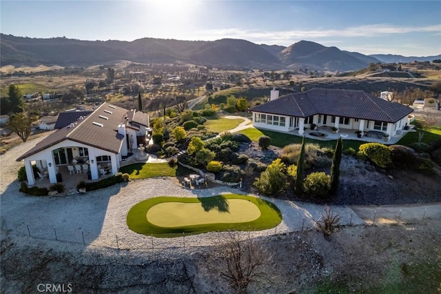 aerial view featuring a mountain view