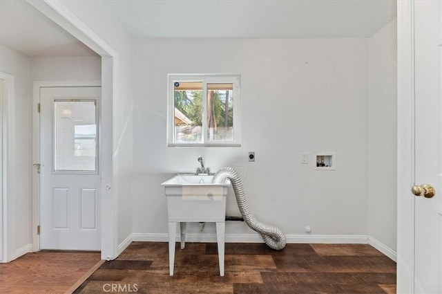 home office featuring dark hardwood / wood-style floors