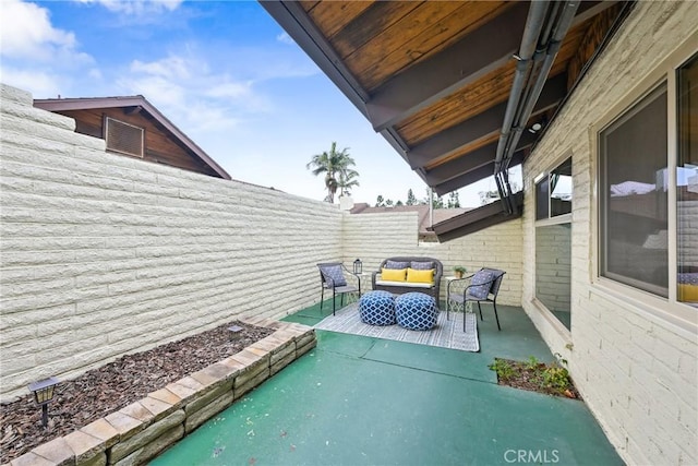 view of patio with an outdoor living space