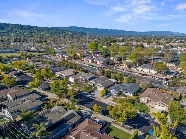 drone / aerial view with a mountain view