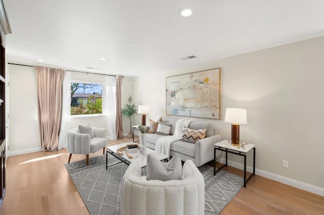 living room featuring light hardwood / wood-style floors