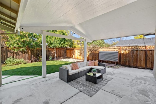 view of patio featuring an outdoor hangout area