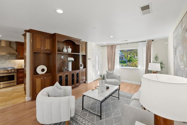 living room featuring light hardwood / wood-style flooring