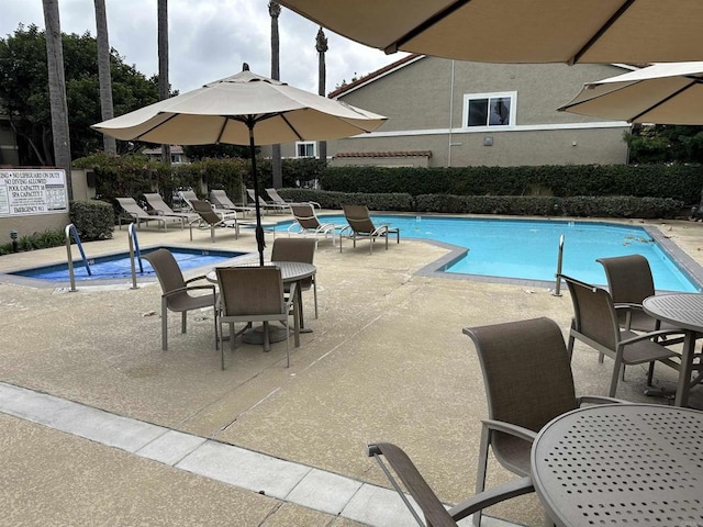 view of pool featuring a patio