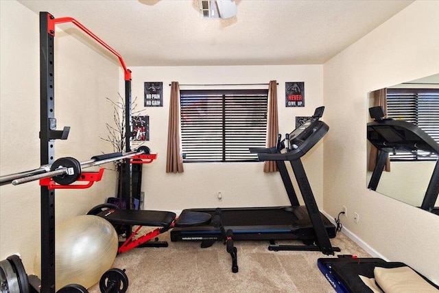 workout room with carpet floors