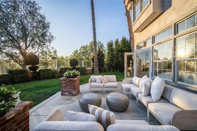 view of patio with an outdoor hangout area