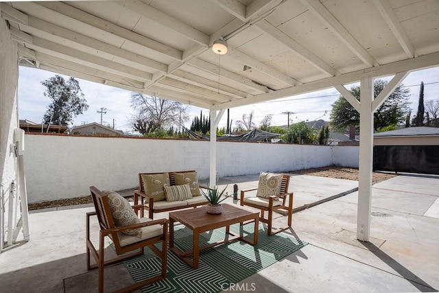 view of patio / terrace featuring an outdoor hangout area