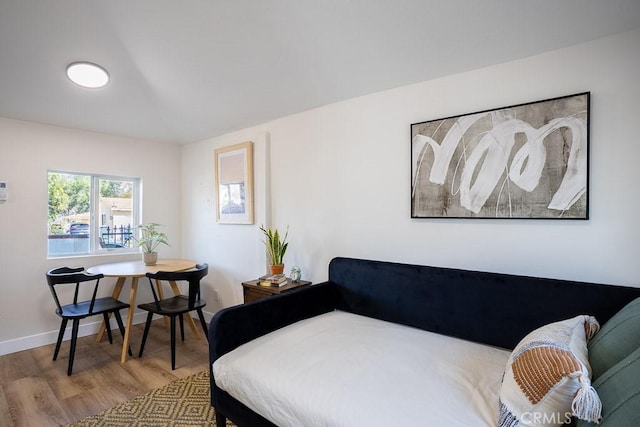 bedroom with wood-type flooring