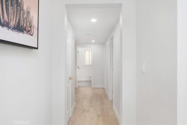 corridor featuring light hardwood / wood-style floors