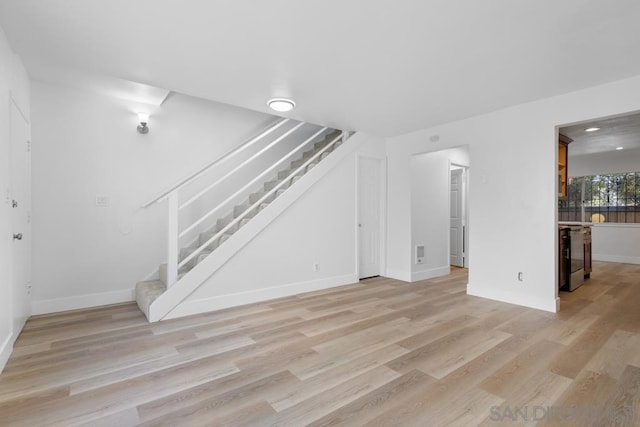 unfurnished living room featuring light hardwood / wood-style floors