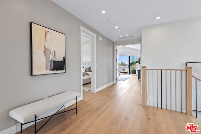 hall featuring light wood-type flooring