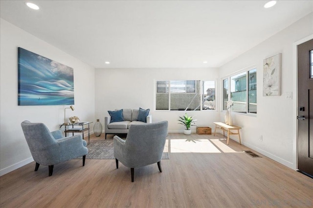 living room featuring light hardwood / wood-style flooring