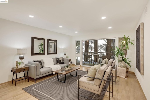 living room featuring light hardwood / wood-style flooring