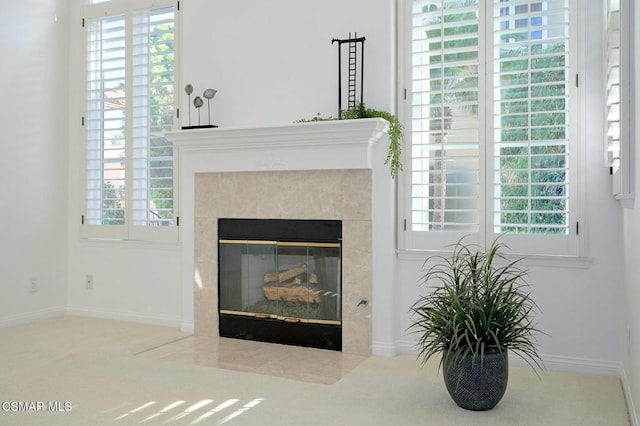 interior details with a fireplace