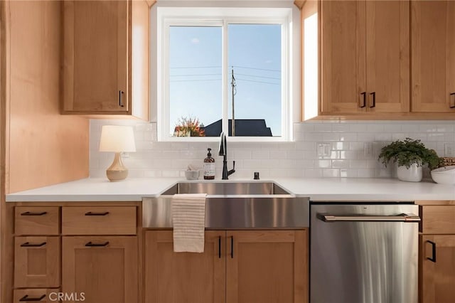 kitchen with sink, backsplash, and dishwasher