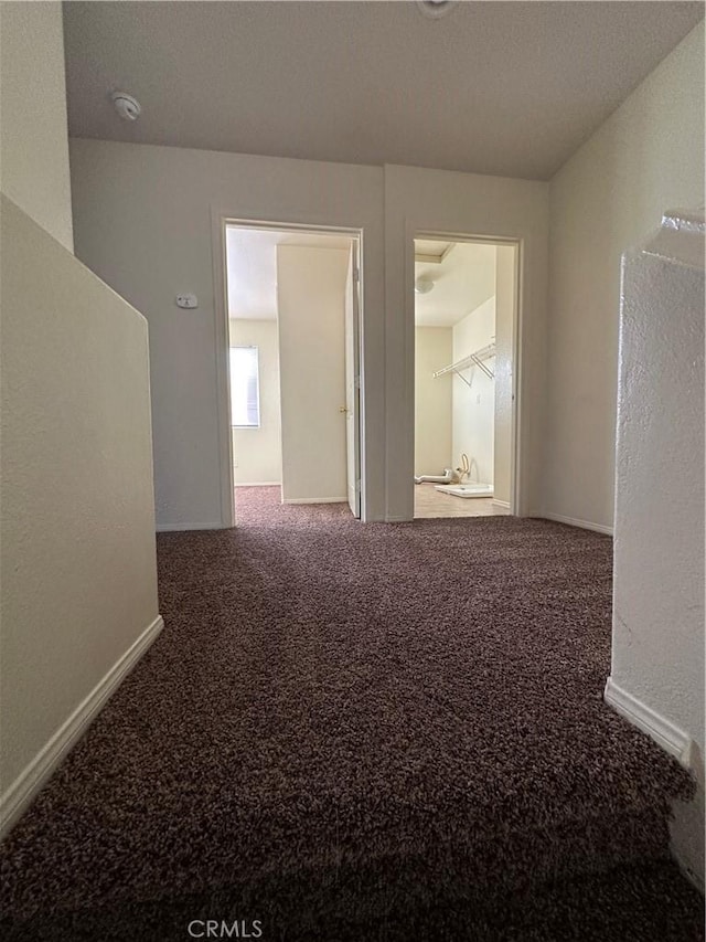 hallway with carpet floors