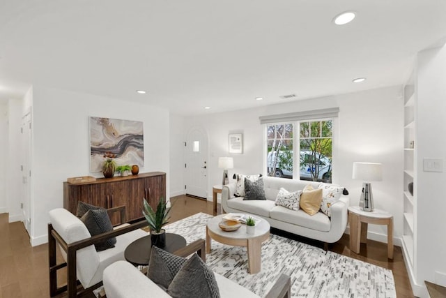 living room featuring wood-type flooring