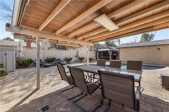 view of patio featuring a gazebo