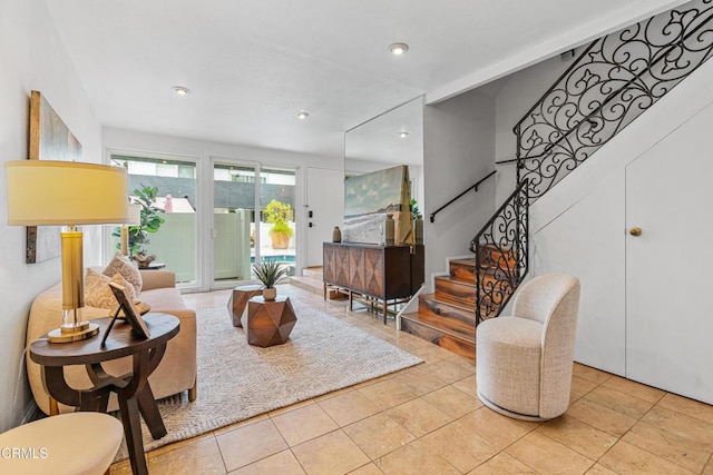 view of tiled living room