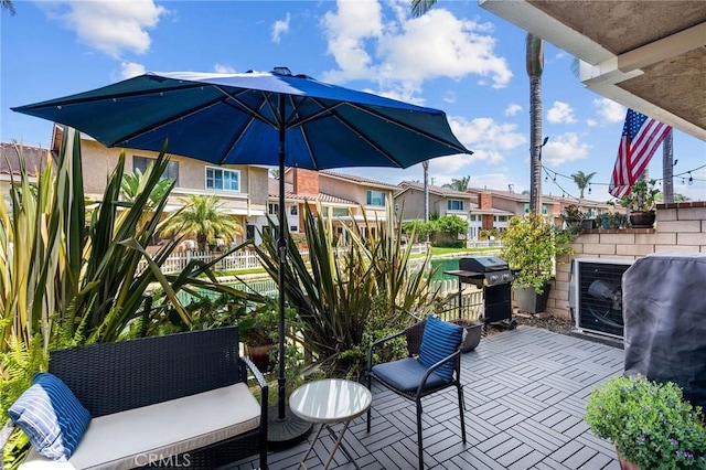 view of patio with a grill