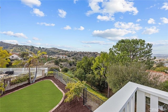 exterior space featuring a mountain view