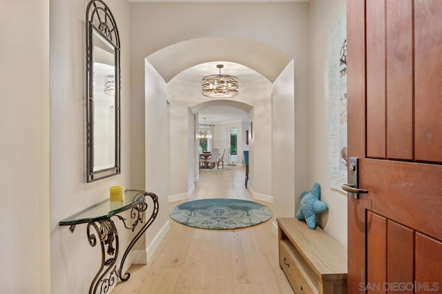 entrance foyer featuring light wood-type flooring