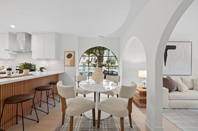 dining area featuring light hardwood / wood-style floors