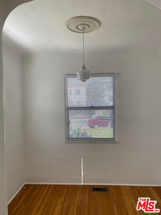 unfurnished room with wood-type flooring