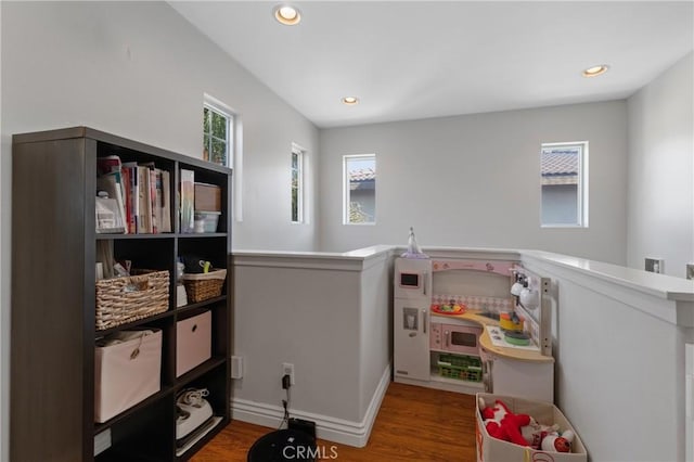 recreation room featuring hardwood / wood-style flooring