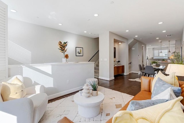 living room featuring wood-type flooring