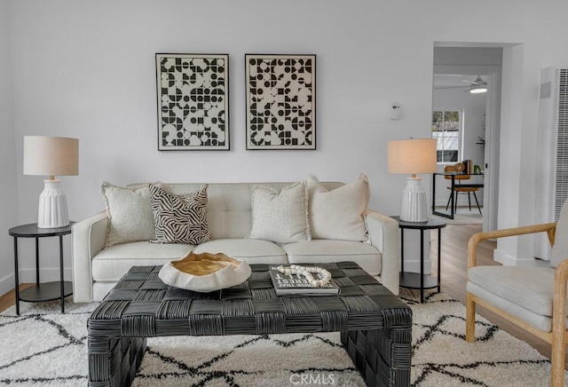 living room with hardwood / wood-style floors