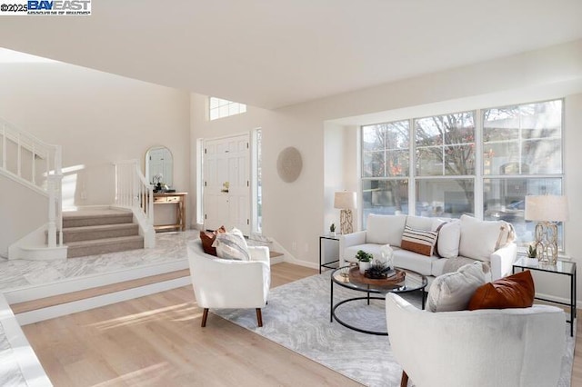 living room featuring light hardwood / wood-style flooring