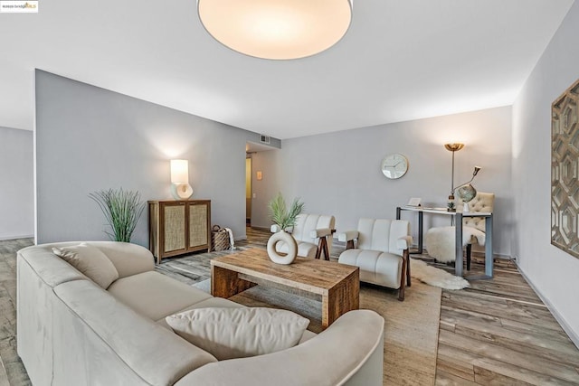 living room with light wood-type flooring