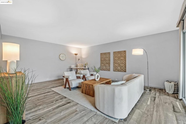 living room with light hardwood / wood-style flooring