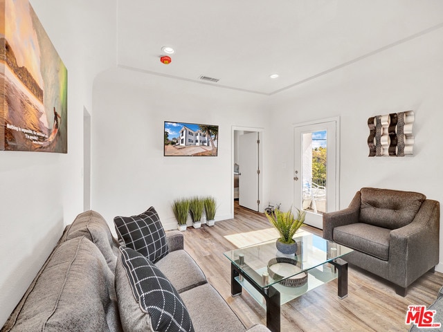 living room featuring light hardwood / wood-style floors