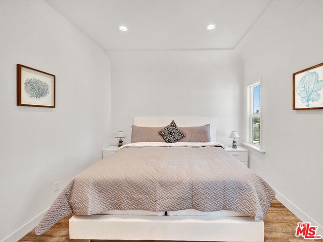 bedroom featuring wood-type flooring