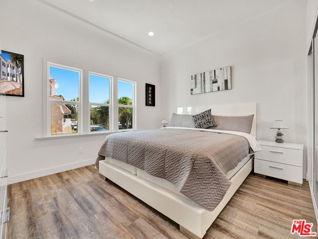 bedroom featuring light hardwood / wood-style floors