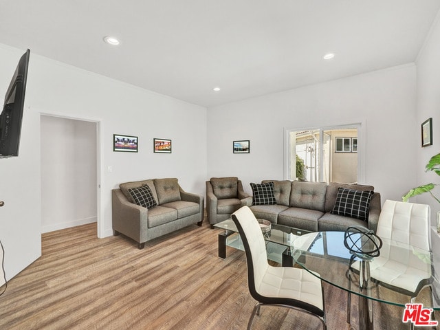 living room with light wood-type flooring