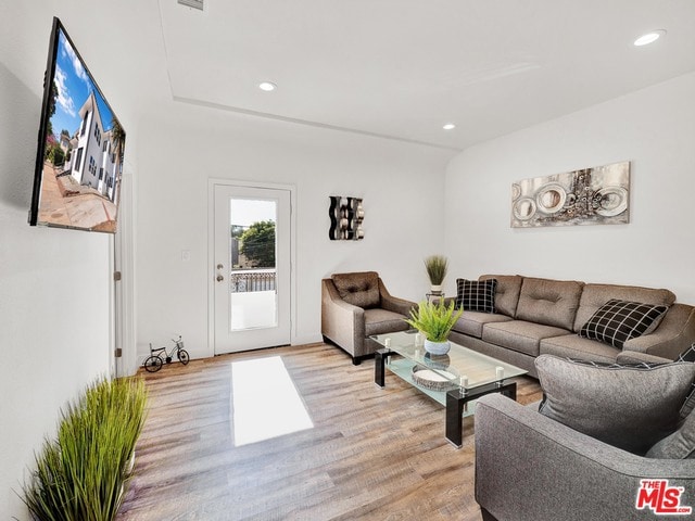 living room with light wood-type flooring