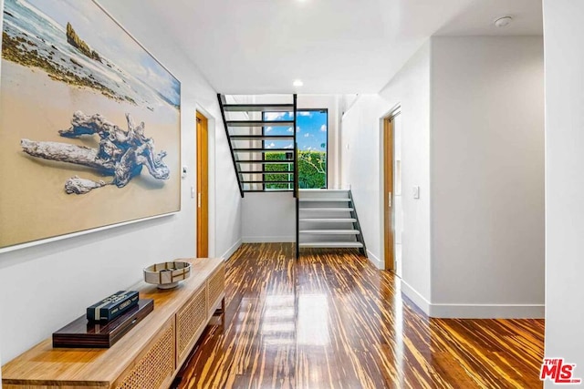 hall featuring dark hardwood / wood-style flooring