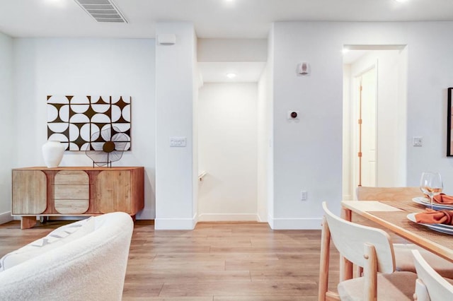 interior space with light hardwood / wood-style floors