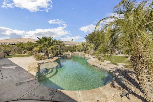 view of swimming pool featuring a patio