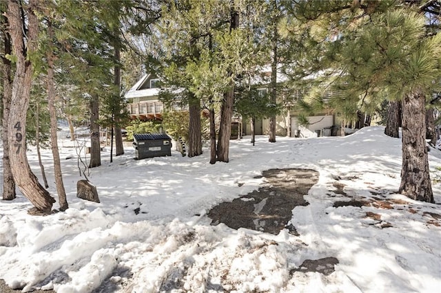 view of yard covered in snow