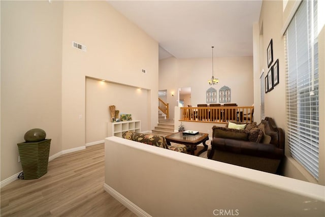 living room with hardwood / wood-style floors