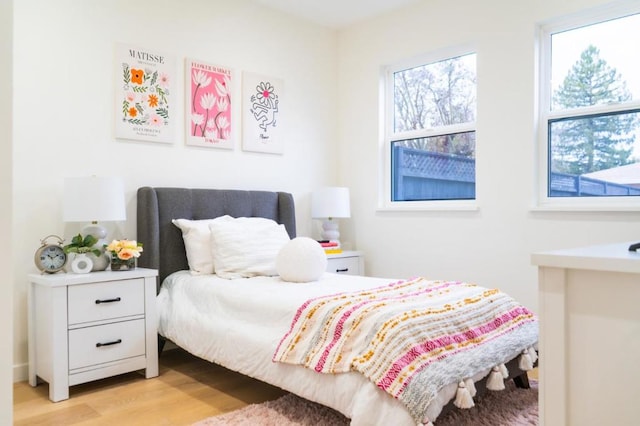 bedroom featuring light hardwood / wood-style floors