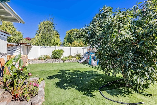 view of yard with a playground