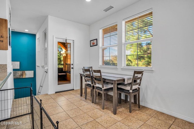 view of tiled dining area