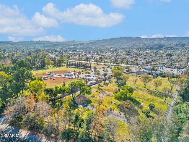 bird's eye view with a mountain view