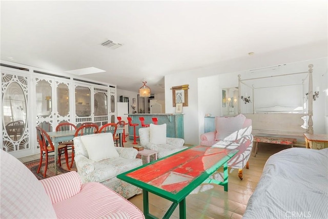 living room with hardwood / wood-style floors