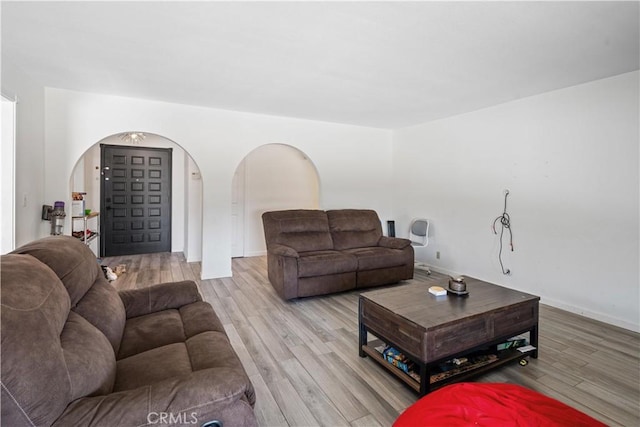 living room with light wood-type flooring